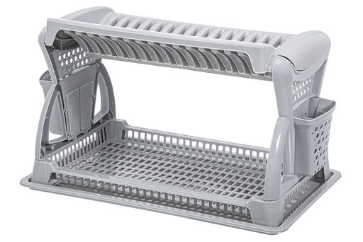 Сушилка для посуды 2-х ярусная 52*31*30 см "Серая" (модель 065)
