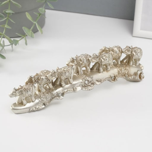 Фигурка полистоун стразы «Семь слонов на бивне», 6.5×22×4.5 см