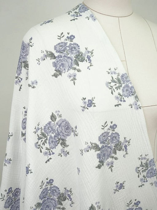 Муслин двухслойный с эф.жатости Марета цв.белый, ш.1.35м, хл-100%, 120гр/м.кв - Купава фото 2