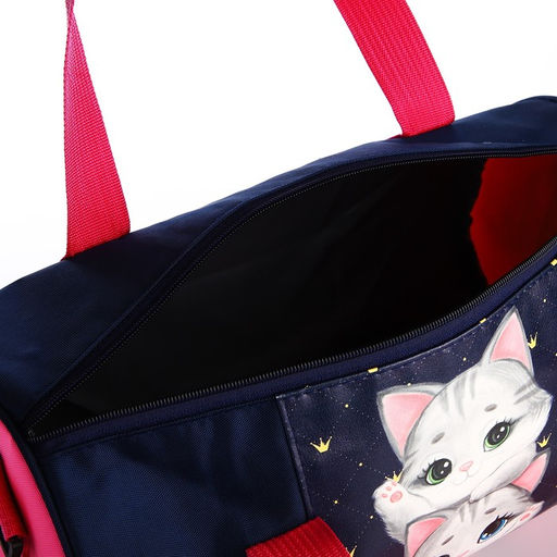 Сумка детская спортивная Котята, 40*20*20 см, 40*20 х см, темно синий цвет, отдел на молнии, цвет красный - NAZAMOK KIDS фото 4