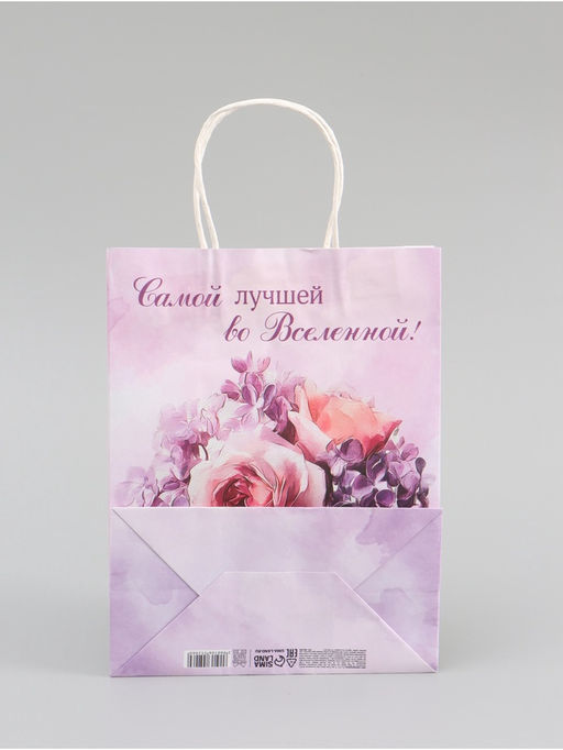 Цена за 2 шт. Пакет подарочный крафтовый Лучшей во вселенной, 25?22?11 см