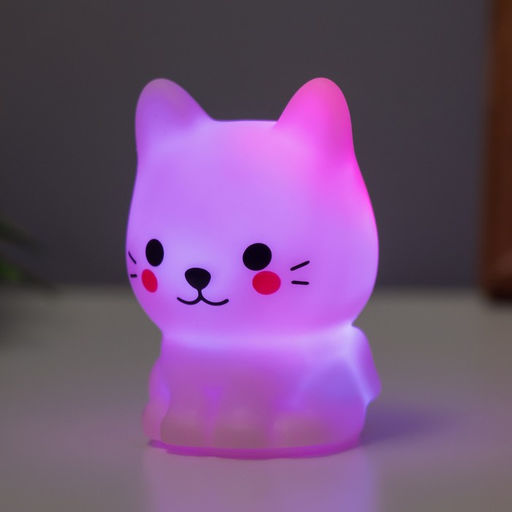 Фигурка светящаяся RISALUX «Милый кот», LED-ночник, 2 Вт, LR44, розовый, 3.5×3×5.5 см