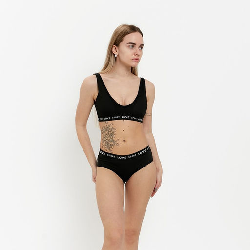 Комплект женский (топ,трусы), цвет чёрный, размер ONE SIZE (42-48)
