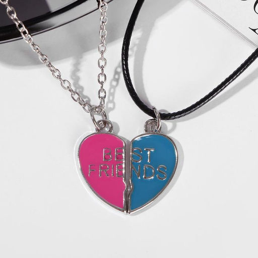 Кулоны Неразлучники цветок и сердце, цвет розово-голубой в серебре, 45 см - Tell your story фото 3