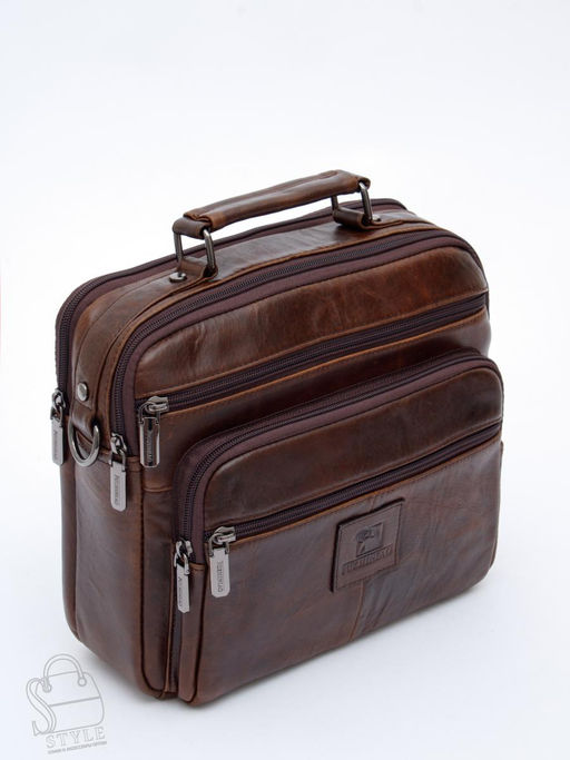 Сумка мужская кожаная 608M brown Fuzhiniao