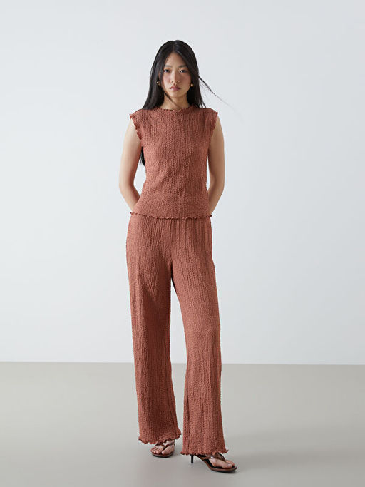 Bisiklet Yaka Dokulu Bluz