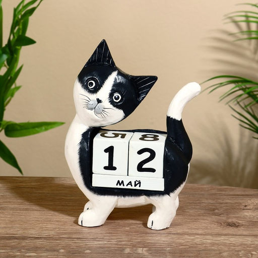 Вечный календарь «Котик», 15×22×6 см, дерево
