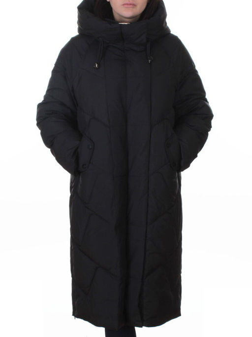 A621 BLACK Пальто зимнее женское (200 гр. холлофайбер)