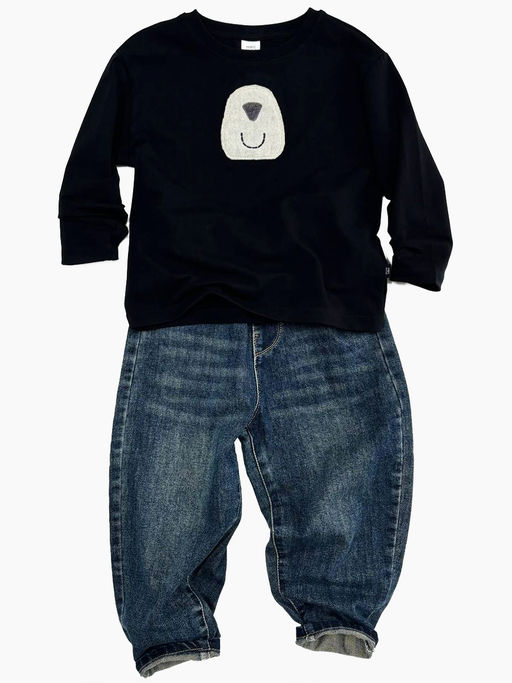 Лонгслив с аппликацией для мальчика 22-0233 черный - Mini maxi фото 5