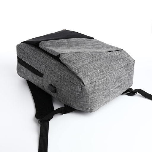 Рюкзак 29,5*12*43, отд на молнии, 2 н/к, 2 б/к, USB, черный/серый - Simaland фото 3