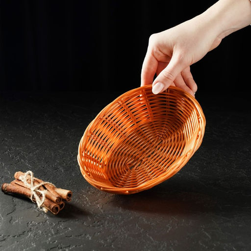 Корзинка для фруктов и хлеба Доляна «Капучино», 18×14×4 см, пластик, плетёная, коричневая