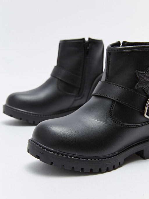 Deri G?r?n?ml? Fermuarl? K?z ?ocuk Bot - Waikiki фото 3