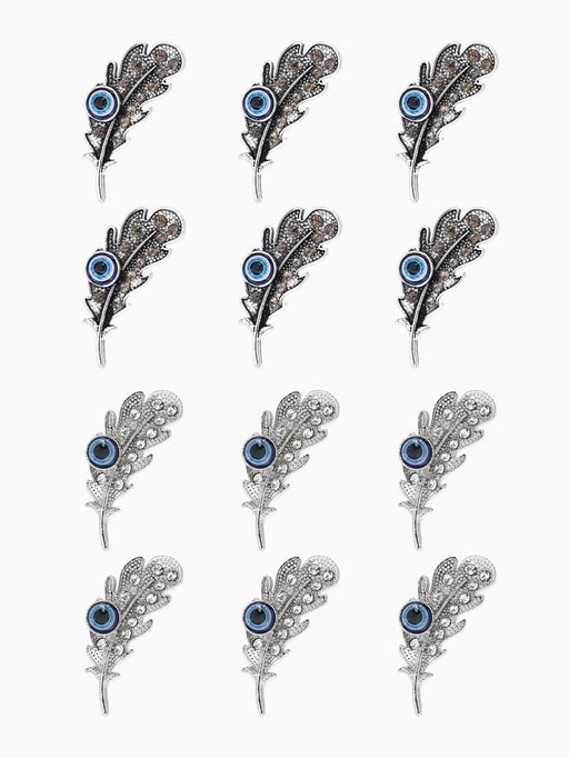 Цена за 12 шт. Брошь-оберег «Пёрышко с глазиком», МИКС