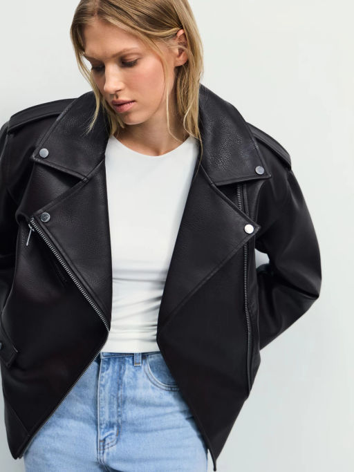 Куртка-косуха прямого силуэта из искусственной кожи / Zarina  фото 4