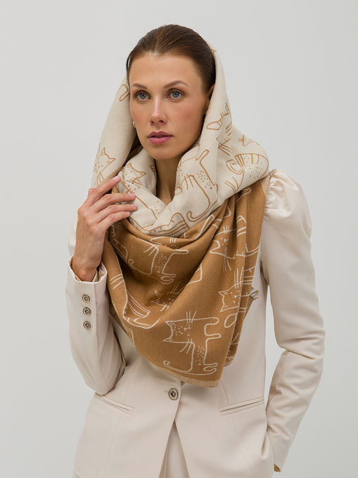 В составе шерсть и кашемир! теплый двусторонний палантин - Tantino фото 5