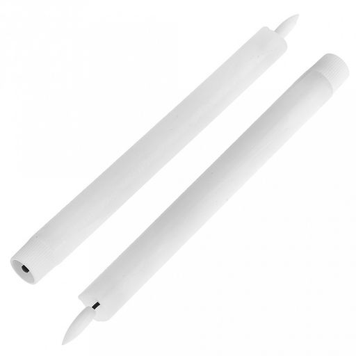 Свеча столовая, восковая, светодиодная на батарейках "Столовая" д2,2см h22,3(25)см, свет теплый, с мерцанием, цвет белый, питание от 2-х батареек ААА (в комплект не входят), 2 штуки в ПВХ коробке (Китай)