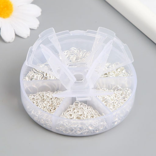 Кольца зажимные металл в шкатулке «Серебро», 880 шт., 8×8×2 см