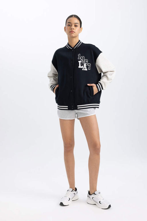 DeFactoFit Толстый кардиган-бомбер с воротником-бомбером оверсайз и карманами фото 5