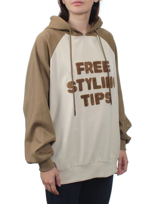 3255 BROWN/BEIGE Худи женское (95% хлопок, 5% эластан)