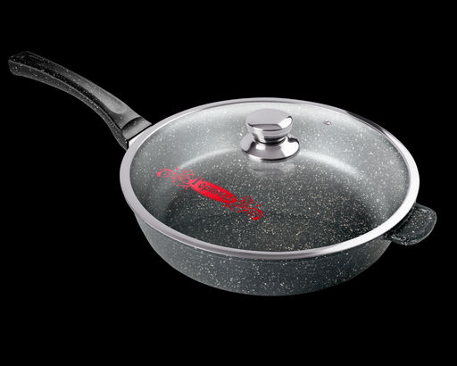 Сковорода 280/70мм с пластиковой ручкой с крышкой с2852аг