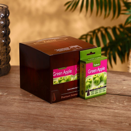 Цена за 4 шт. Благовония "Tulasi" 15 аромаконусов Зелёное яблоко