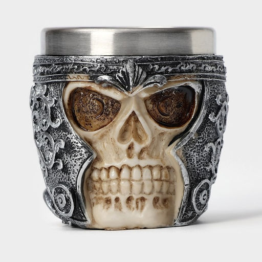 Стопка из нержавеющей стали Череп в шлеме. Хэллоуин, 70 мл, цвет серебряный - Simaland фото 10