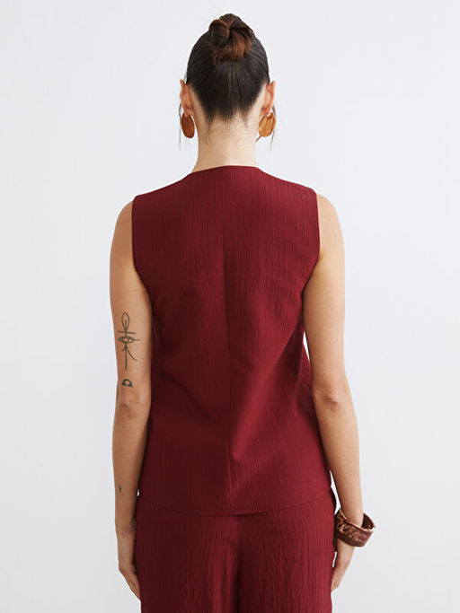 Kruvaze Yaka Dokulu Kad?n Klasik Yelek