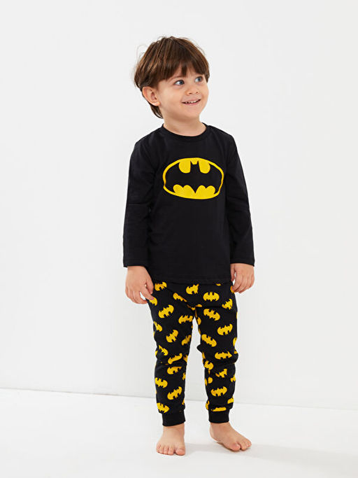 Bisiklet Yaka Uzun Kollu Batman Bask?l? Erkek Bebek Pijama Tak?m? - Waikiki фото 2