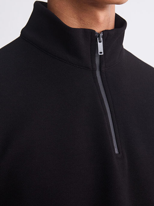 Fermuarl? Dik Yaka Erkek Kal?n Sweatshirt