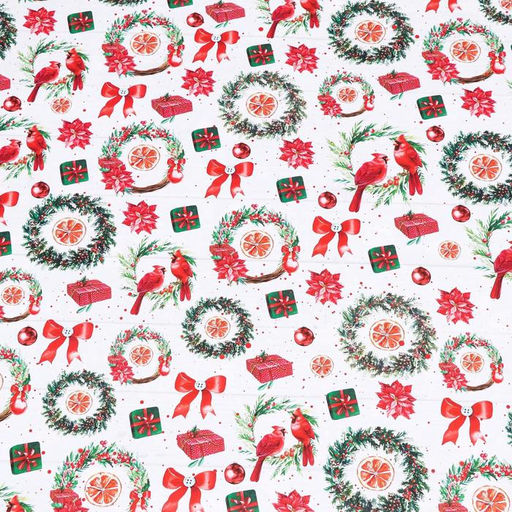 Цена за 10 шт. Бумага упаковочная новогодняя глянцевая «Рождественские веночки», двусторонняя, 70×100 см