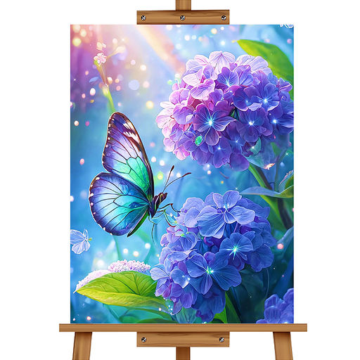 Мозаика алмазная "Бабочка на гортензии" 40*50см.