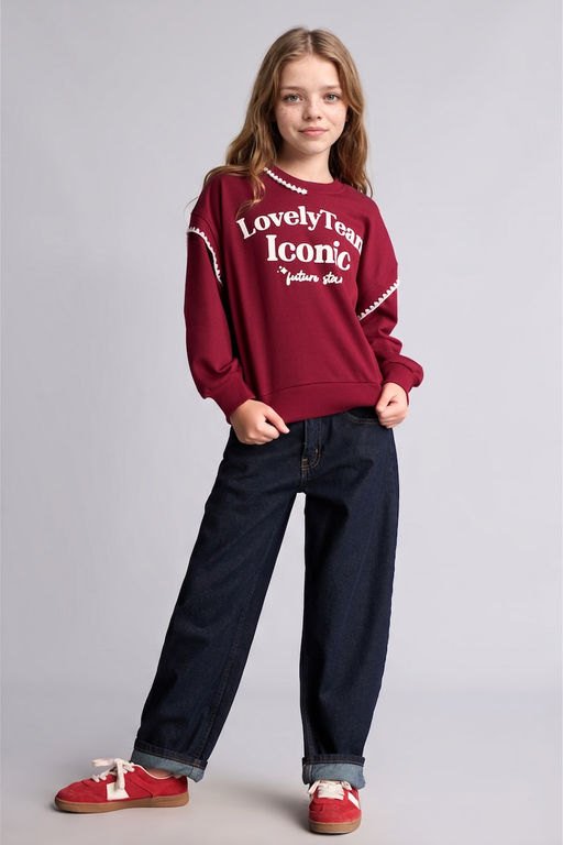 Relaxed Fit Bask_l_ Sweatshirt K_z _ocuk - Defacto фото 2