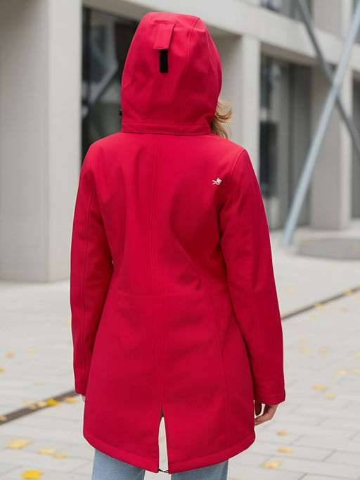 Парка спортивная женская с капюшоном softshell красного цвета 9568Kr - Mtforce фото 32