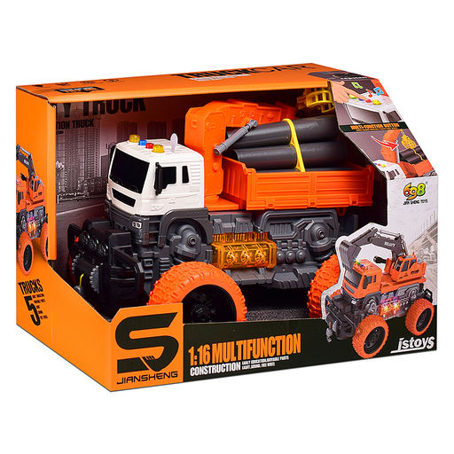 Машина "МегаСтрой" 1:16 (свет, звук) в коробке (цвет оранжевый)