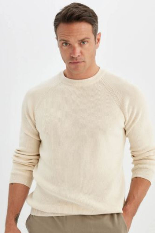 Standart Fit Normal Kesim Bisiklet Yaka Basic Duz Triko Kazak