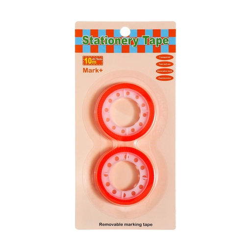 Набор 2 штуки, клейкая лента текстовыделительная (отклеиваемая) 75мм х 10м, оранжевый флуоресцентный - Calligrata фото 3