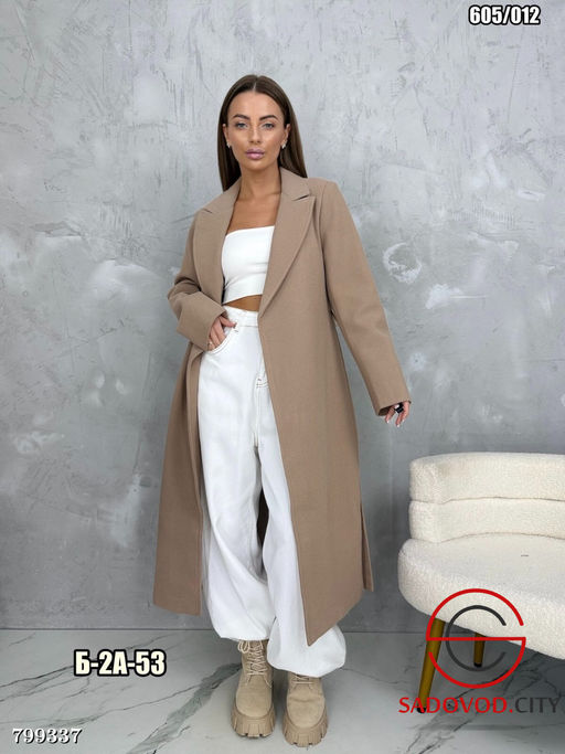 пальто женское длинное с поясом - Bruno фото 6