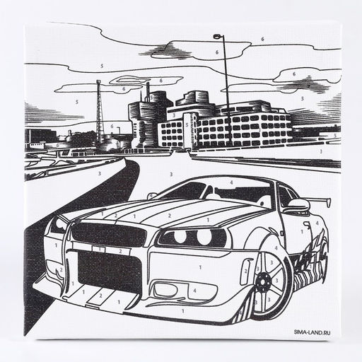 Картина по номерам для детей Тачка в мегаполисе, 15?15 см