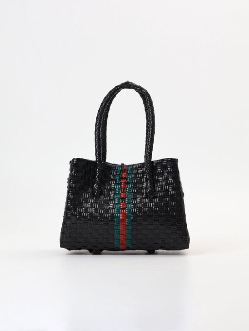 Сумка плетёная пластиковая, 23×11×30 см, чёрная