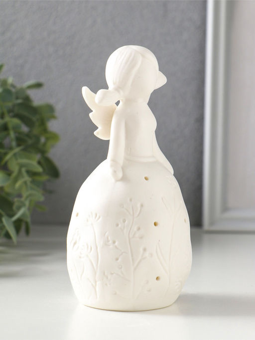 Сувенир керамика свет "Девочка в платье с растениями" белый 3хLR44 6,6х6,2х13,5 см