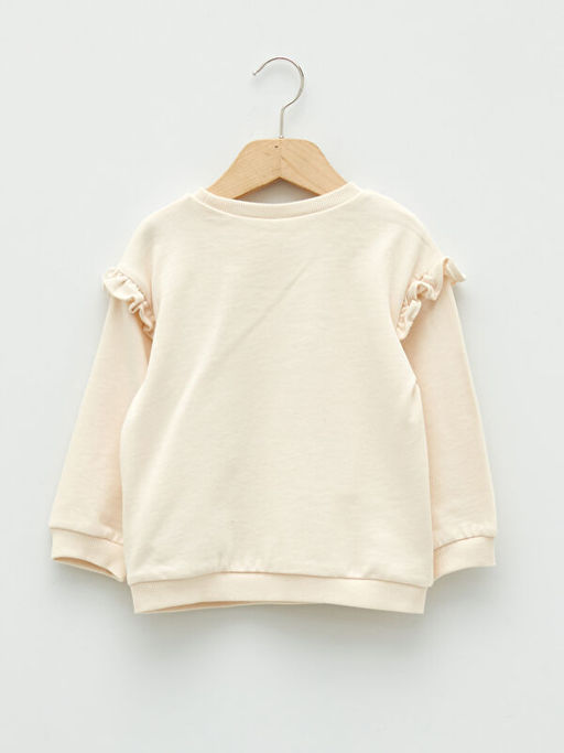 Bisiklet Yaka Uzun Kollu Bask?l? Pamuklu K?z Bebek Sweatshirt ve Oyuncak - Waikiki фото 2