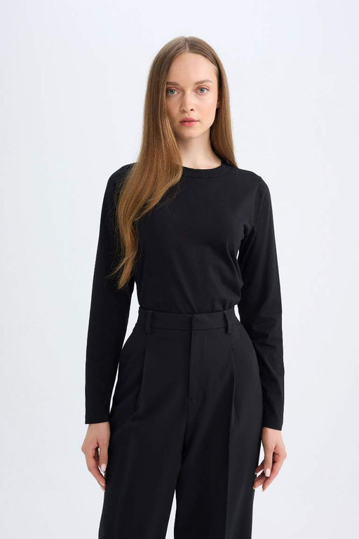 Туника-футболка с длинными рукавами стандартного кроя - Defacto фото 4