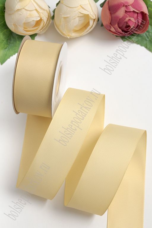 Лента репсовая 4 см*20 ярд 1 сорт (темно-бежевый №087) SF-1349 - No name фото 2