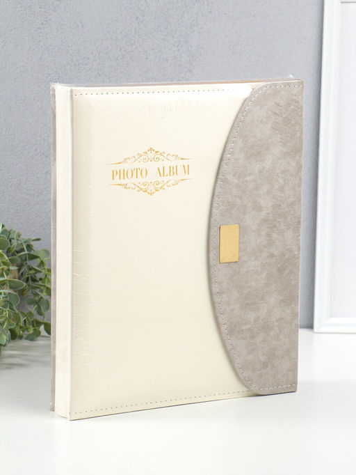 Фотоальбом на 400 фото 10×15 см «Стиль» кожзам, бело-серый, 5×28×34 см