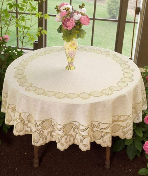 Скатерть арт. 240233/180/3, круглая, D=180 см, цвет кремово-золотистый - Firanka фото 3