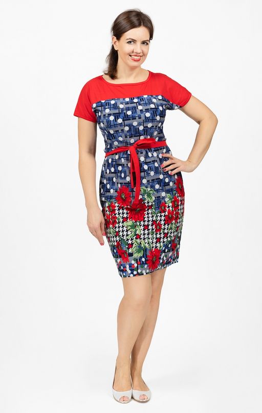 Платье трикотажное с поясом (210-18)