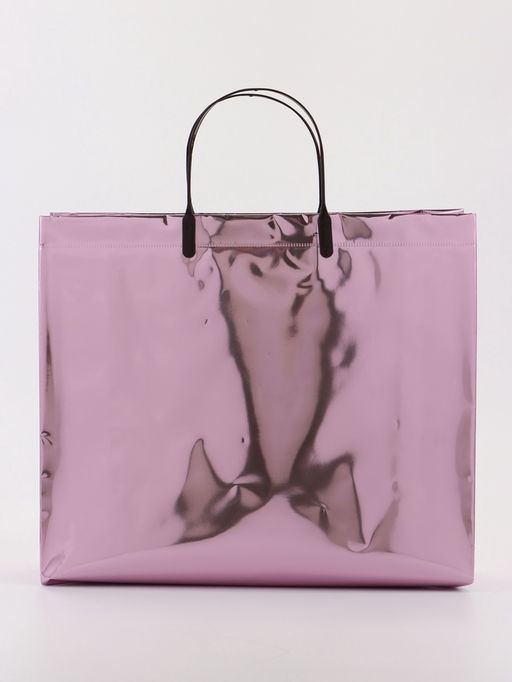 Пакет подарочный ПВХ, голография, розовый, пластиковая ручка, 32×28×11 см