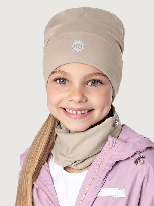 Комплект шапка и снуд 12л22826 латте