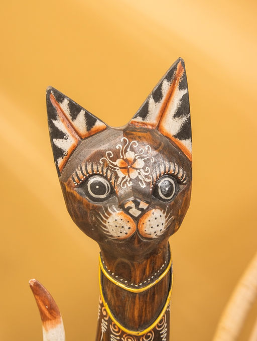 Сувенир «Кошка», 60×14×6 см, дерево, коричневый, МИКС