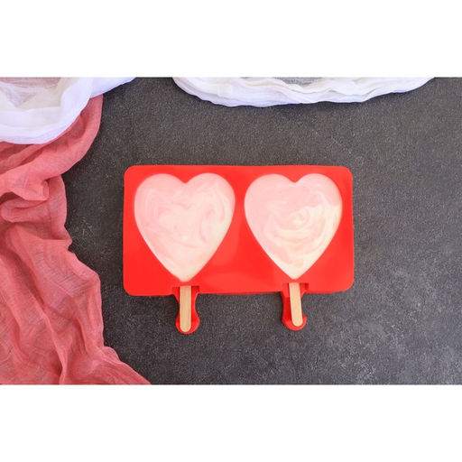 Форма для мороженого Сердечко, силикон, 19.5?14?2.5 см, 2 ячейки (8.4?9 см), МИКС